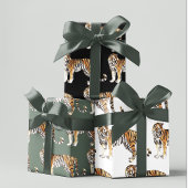 Moderne tropische Wasserfarben Tiger Wildmuster Geschenkpapier Set