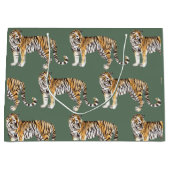Moderne tropische Wasserfarben Tiger Wildmuster Große Geschenktüte (Vorderseite)