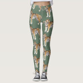 Moderne tropische Wasserfarben Tiger Wildmuster Leggings (Vorderseite)