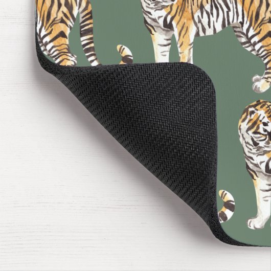 Moderne tropische Wasserfarben Tiger Wildmuster Mousepad (Ecke)