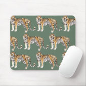 Moderne tropische Wasserfarben Tiger Wildmuster Mousepad (Mit Mouse)