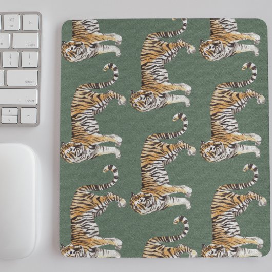 Moderne tropische Wasserfarben Tiger Wildmuster Mousepad