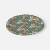 Moderne tropische Wasserfarben Tiger Wildmuster Pappteller (Schrägansicht)