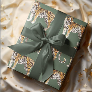 Moderne tropische Wasserfarben-Tiger-Wildnis-Muste Geschenkpapier
