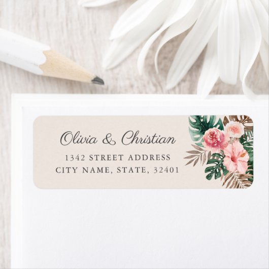 Moderne tropische Wasserfarbenhochzeit-Rücksendead (Insitu)