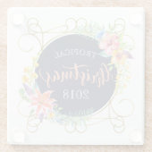 Moderne Tropische Weihnachtstypografie & Blume Glasuntersetzer (Rückseite)