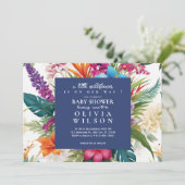 Moderne tropische Wildblume Babydusche Einladung (Stehend Vorderseite)