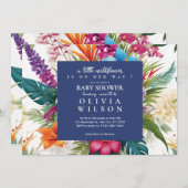 Moderne tropische Wildblume Babydusche Einladung (Vorne/Hinten)