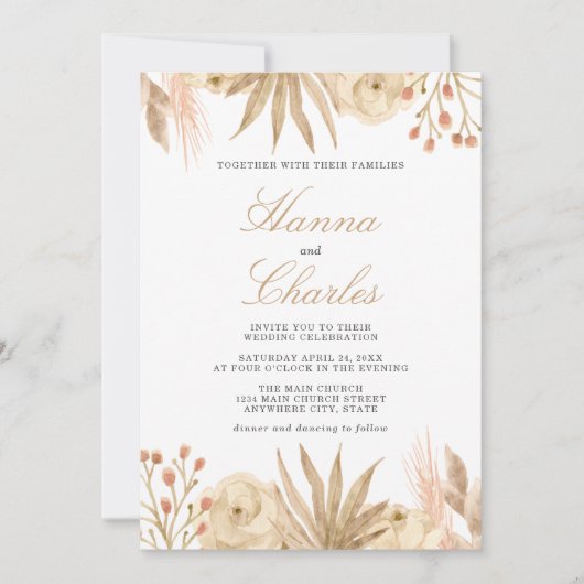 Moderne Tropische Wüste Boho Hochzeitseinladung Einladung (Vorderseite)