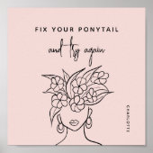 Moderne Try Again Frauen mit Blume Personalisiert Poster (Vorne)