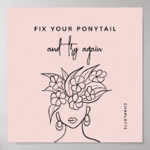 Moderne Try Again Frauen mit Blume Personalisiert