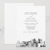 Moderne Tucson Skyline Black & White Wedding Einladung (Vorne/Hinten)