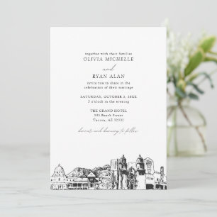 Moderne Tucson Skyline Black & White Wedding Einladung