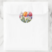 Moderne Tulip Bold Wasserfarbe Runder Aufkleber (Tasche)