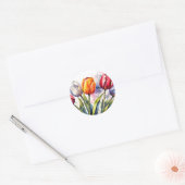 Moderne Tulip Bold Wasserfarbe Runder Aufkleber (Umschlag)