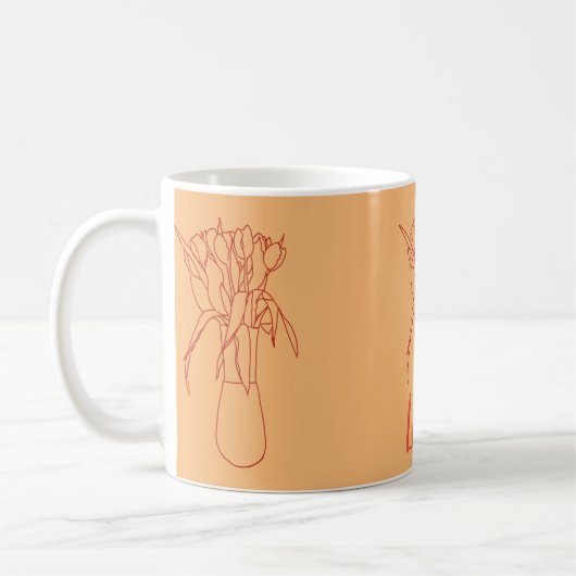 Moderne Tulip Line Original Illustration für sie Kaffeetasse (Links)
