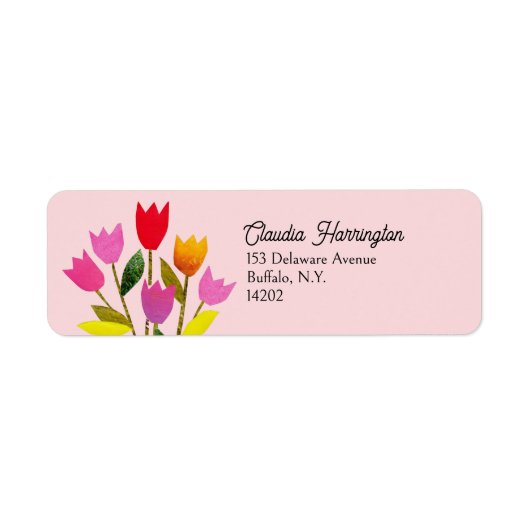 Moderne Tulip Pastel Pink-Rücksendeadresse des Mit (Vorne)
