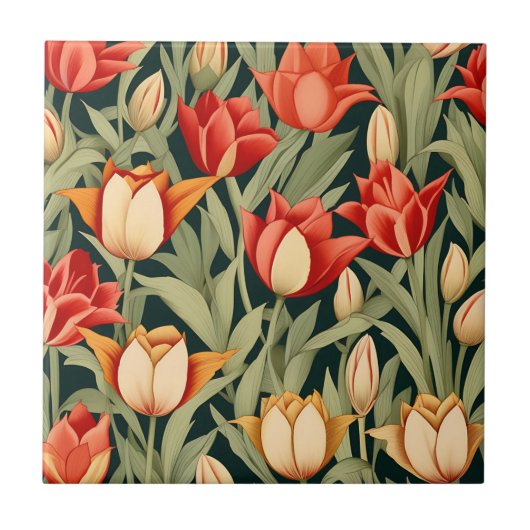 Moderne Tulips floral Fliese (Vorderseite)