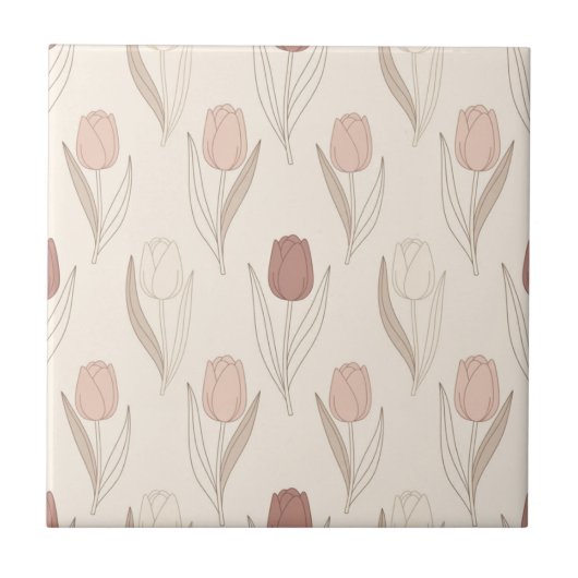 Moderne Tulpen-Blumenmuster Fliese (Vorderseite)