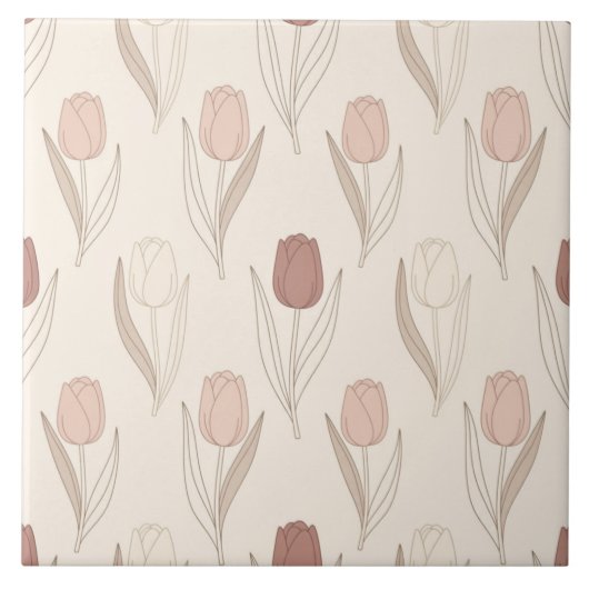 Moderne Tulpen-Blumenmuster Fliese (Vorderseite)
