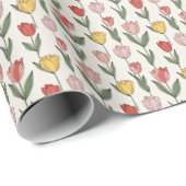 Moderne Tulpen-Blumenmuster weiche Botanik Frühlin Geschenkpapier (Rolleneckpunkt)