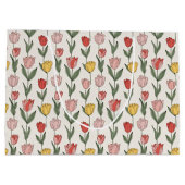 Moderne Tulpen-Blumenmuster weiche Botanik Frühlin Große Geschenktüte (Rückseite)