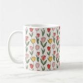 Moderne Tulpen-Blumenmuster weiche Botanik Frühlin Kaffeetasse (Links)