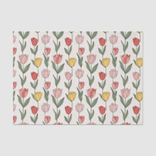 Moderne Tulpen-Blumenmuster weiche Botanik Frühlin Seidenpapier