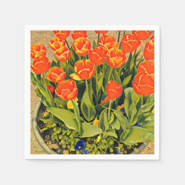 Moderne Tulpen, farbenfroh orange Serviette