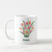 Moderne Tulpen-Monogramm Kaffeetasse (Links)