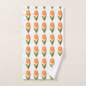 Moderne Tulpenblumenmuster auf Weiß Badhandtuch Set (Handtuch)