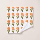 Moderne Tulpenblumenmuster auf Weiß Badhandtuch Set (Waschlappen)
