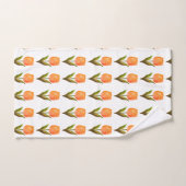 Moderne Tulpenblumenmuster auf Weiß Badhandtuch Set (Handtuch)