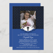 Moderne Tupfen-erste Kommunion Inviation Einladung (Vorne/Hinten)