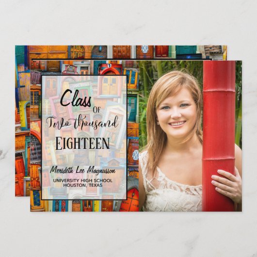 Moderne Türen Zitat 2 Foto High School Abschluss Ankündigung (Vorne/Hinten)