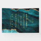 Moderne Türkis-Achat-Hochzeitstafel  Banner (Horizontal)