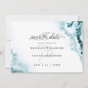 Moderne Türkis-Aquarell-Mosaikachat-BarefootBride™ Save The Date