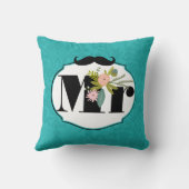 Moderne Türkis-Chartreuse Damask Hochzeit Kissen (Rückseite)