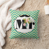 Moderne Türkis-Chartreuse Damask Hochzeit Kissen (Decke)