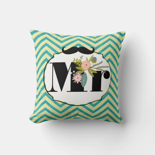 Moderne Türkis-Chartreuse Damask Hochzeit Kissen (Vorderseite)