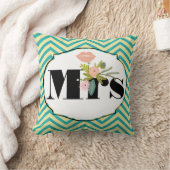 Moderne Türkis-Chartreuse Damask Hochzeit Kissen (Decke)