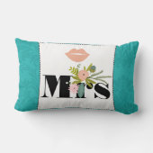 Moderne Türkis-Chartreuse Damask Hochzeit Lendenkissen (Rückseite)