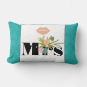 Moderne Türkis-Chartreuse Damask Hochzeit Lendenkissen (Vorderseite)