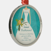 Moderne Türkis-Chartreuse Damask Hochzeit Ornament Aus Metall (Rechts)