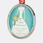 Moderne Türkis-Chartreuse Damask Hochzeit Ornament Aus Metall (Links)