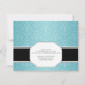 Moderne Türkis Damask Bridal Dusche Einladungen (Rückseite)