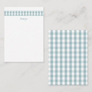 Moderne Türkis-Gingham-Dankeskarten Mitteilungskarte