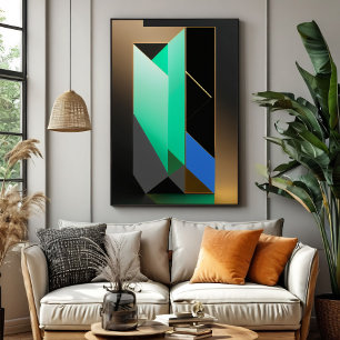 Moderne Türkis Grün Blau Gold Abstrakt Poster