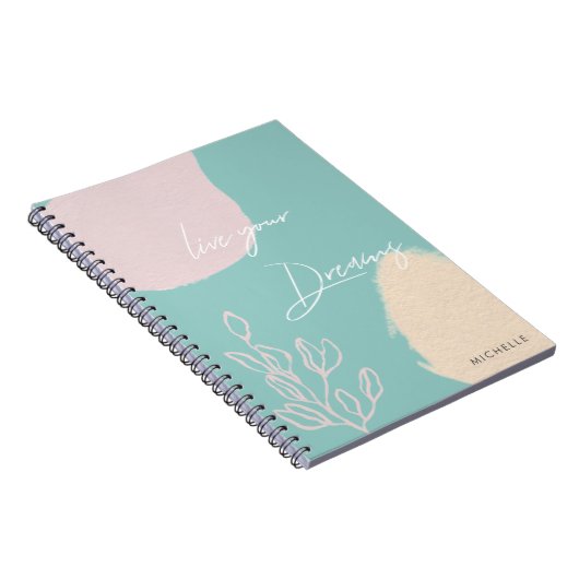 Moderne Türkis leben Ihre Träume Notebook Notizblock (Rechte Seite)