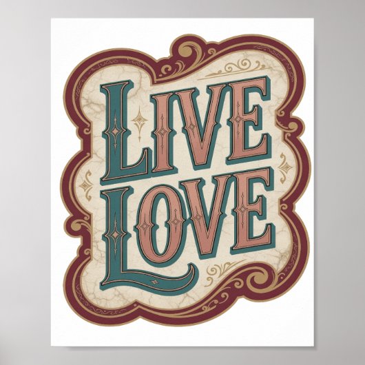 Moderne Türkis LIVE LOVE Design Poster (Vorne)